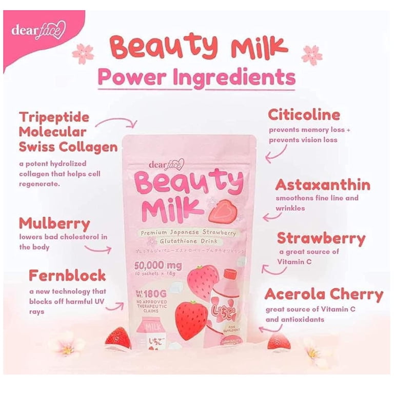 Dear Face Beauty Milk Lychee Collagen Drink with Swiss Apple 