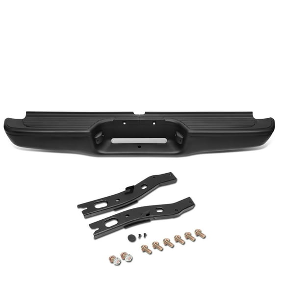DNA Motoring ZTL-Y-0122-BK For 1995 to 2004 Toyota Tacoma Truck Heavy Duty Carbon Steel Rear Step Bumper Face Bar Assembly Black 96 97 98 99 00 01 02 03