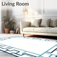 thumbnail image 2 of ODIKA 6'x9' Machine Washable Non-Slip Area Rug, Artistic Bordered Maze Interlaced Fashionable Framework High Traffic Rug with Pad, Blue, 588262, 2 of 8