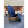 thumbnail image 5 of Dark Navy Blue Oak Barrel Chair, Handmade Wine and Whiskey Barrel Chair, Hidden Storage, Free Shipping - Family Business, 5 of 6