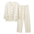 thumbnail image 2 of Pijamas de mujer de primavera y otoño de manga larga de algodón de aire engrosado sándwich estilo princesa dulce otoño e invierno ropa de casa invierno, 2 of 6