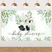Panda Baby Shower Decorations, Panda Theme Green Black Backdrop, Artificial Bamboo Leaves for Boys Girls Birthday Baby Shower Party Supplies