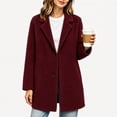 thumbnail image 2 of Kukoosong Women's Lapel Collar Sherpa Trench Coat, Mid Length Single Button Fuzzy Fleece Jacket with Pockets, Fall Winter Casual Outerwear Coat Daily Outfits, 2 of 5