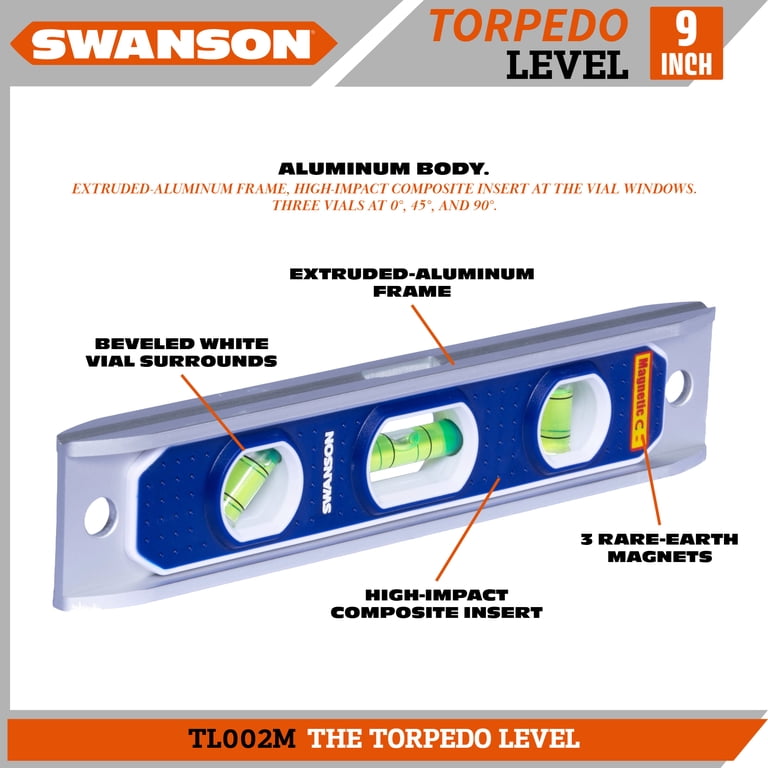 Swanson Tool 9-Inch Magnetic Aluminum Torpedo Level photo 3