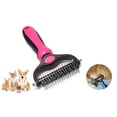thumbnail image 2 of Cepillo para el cuidado de mascotas y cortaúñas - Peine rastrillo de doble cara para quitar y quitar la capa inferior para perros y gatos - (rosa), grande, 2 of 5