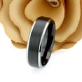 thumbnail image 2 of Free Engraving Personalized Custom Engraving Men's Women's Tungsten Wedding Band 8mm Two-tone Black IP Brushed Center Steel Color Stepped EdgeSZ: 8.5, 2 of 6