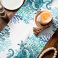 thumbnail image 3 of Ocean Green Octopus Table Runner 60 Inches, Coastal Coral Beach Nautical Starfish Bed Runner Dresser Scarves Tabletop for Indoor Outdoor Parties/Ceremony/Banquet, 13" x 60", 3 of 9