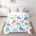 thumbnail image 2 of Homewish Cartoon Skate Shoes Bedding Comforter Set 7-Piece for Kids, Winter Outdoor Sport King Bedding Sets, Kawaii Snowflake Reversible Bed Sheets, Luxury Bedroom Decor, 2 of 7