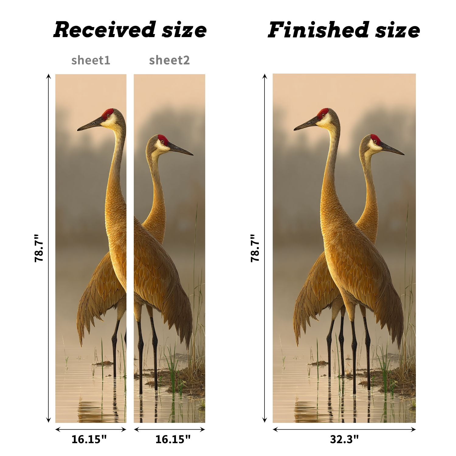 Self Adhesive Vinyl Refrigerator Wrap Set pair sandhill cranes water sunset lake Door Mural Removable Fridge Sticker Peel and Stick&nbsp;Full Door Cover Decal Kitchen Bar Decor