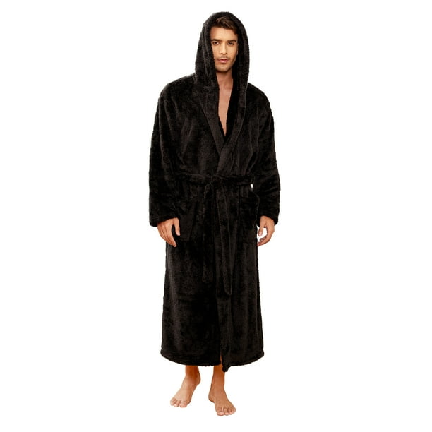 VULCANODON Mens Robe Big and Tall with Hood,Full Length Plush Robe for Men Long Fleece Bathrobe