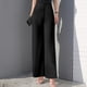 thumbnail image 2 of Pantalones acampanados de gasa de cintura alta para mujer: parte trasera elástica, cremallera lateral, tejido fluido, para bodas y cócteles, 2 of 6