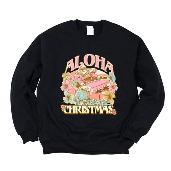 Aloha Christmas Surfing Santa - Women's Graphic Sweatshirt