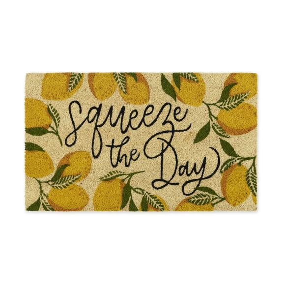 DII Natural Coir Doormat, Fun Greeting Mat, Squeeze The Day, 17x29"