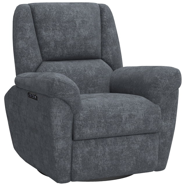 CoSoTower Power Recliner Chair, Fabric Upholstered Recliner Chair with USB Ports, Swivel and Rocking Function, Footrest, Dark Grey
