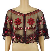 Elegant 1920s Flapper Shawl – Sequin & Beaded Floral Wrap for Evening Dresses, Parties, Weddings & Formal Events