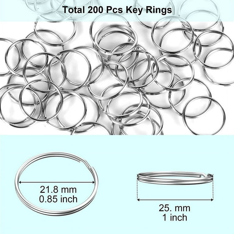 200pcs Key Rings, Split Bulk Keyrings For Keychain And Crafts (25mm)  (silver Colour)