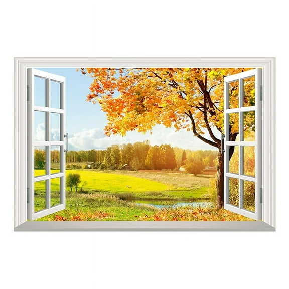 Landscape wall paste Maple wall paste 3D wall sticker Background wall decoration Birthday gift Home decoration 90*60CM