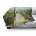 thumbnail image 2 of Seaside Soft Flannel Fleece Throw Blanket, Boardwalk over Dunes at Beach Pinery Provincial Park Ontario Canada, Cozy Plush for Indoor and Outdoor Use, 50" x 60", Sand Brown Fern Green, by Ambesonne, 2 of 5