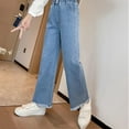 thumbnail image 6 of Ruyang Girls Fashion Denim Pants Elastic Waist Wide Leg Jeans All Seasons Wear Solid Color Baggy High Waist Wash Jeans, 6 of 9
