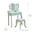 thumbnail image 3 of Teamson Kids Heart-Shaped Wooden Vanity Set with LED Lights, Triple Mirror & Storage Drawers, Sage Green, 3 of 9