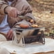 thumbnail image 3 of Horno al aire libre Estufa de leña para acampar con placa de parrilla al aire libre portátil plegable de acero inoxidable para cocinar con mochila, 3 of 7