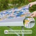 thumbnail image 6 of Multicolor Cartoon Floral and Leaf Pattern Square Fitted Tablecloth with Elastic Edge,Square Table Cover,Washable Elastic Table Cover for Home Kitchen Party Decor 36"x36", 6 of 6