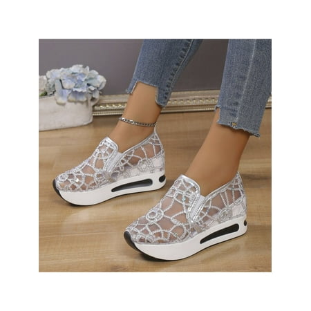 

Ladies‘ Mesh Pu Summer Holiday Style Gold Wedge Sandals