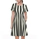 thumbnail image 1 of Fotbe Black And White Thick Stripes Vestido Largo de Moda para Mujer, Vestido Tipo Camiseta con Manga Corta y Estilo Casual a Rayas y Bloques de Color, 1 of 6