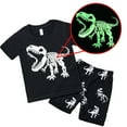 thumbnail image 2 of Toddler Boys Dinosaur Shorts Set Outfits Boys Dinosaur Outfits Set Glow In The Dark Print T Shirt And Shorts 2 Piece Summer Casual Play Clothes for 2-8 Years, 2 of 5