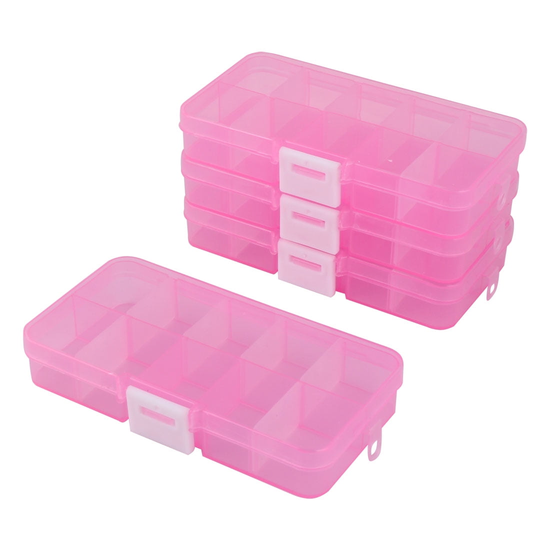 Plastic 10 Slots Dispenser Detachable Capsule  Tablet Storage Box Pink 4 Pcs