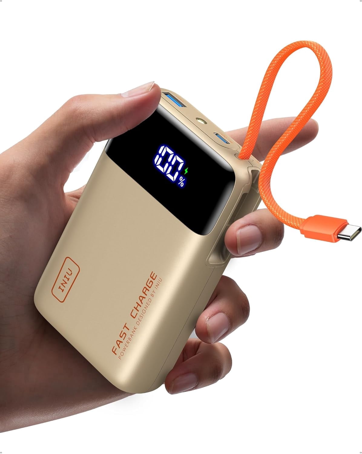 INIU 20000mAh Power Bank 45W with Built-In USB-C Cable photo 1