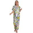 thumbnail image 5 of DAKIMOE Silk Satin Pajamas Set for Women Two-Piece Short Sleeve Shirt with Long Pajama Pant Set Soft Button Down Loungewear Nightwear Pjs Sleepwear for Women, 5 of 9