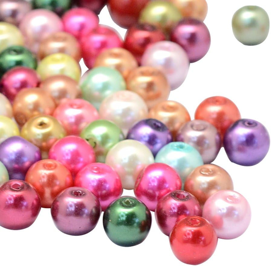 500gs Baking Painted Pearlized Glass Pearl Round Bead Strands Mixed color 4~5mm Hole: 1mm about 5820pcs/500g