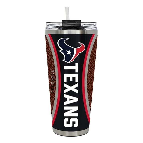 Houston Texans 32 ounce vacuum insulated stainless steel tumbler with Gameball graphic
