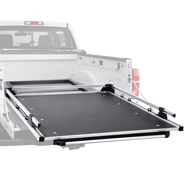 VEVOR Sliding Truck Bed Organizer, 58 x 41-Inch Heavy Duty Truck Bed Storage Drawer with 1000 lbs Capacity, Features 6 Movable Rings for Securing, 2-Postion Slide out Tray for Pickup Trucks, Black