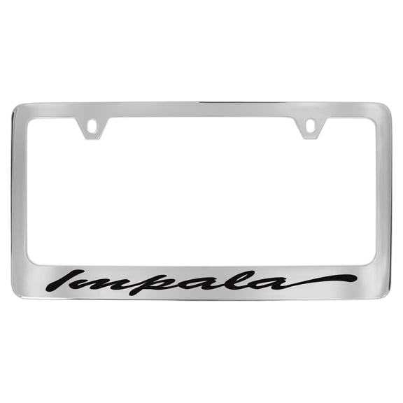 Chevrolet Impala wordmark chrome plated metal license plate frame holder
