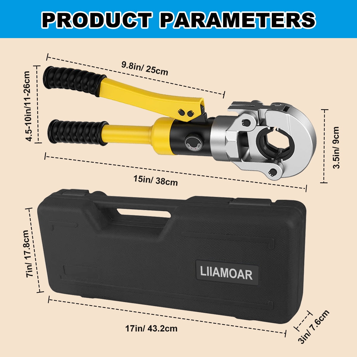 Hydraulic Crimping Tool Pro Press Copper Pipe Crimper, 10 Ton Plumbing Tool with 11 Pairs of Dies for Copper Stainless Steel PEX Aluminum-Plastic Pipes