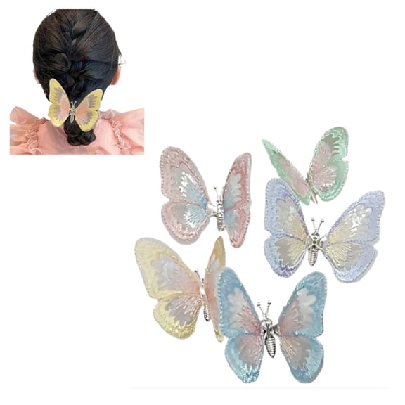 Xiangwenlan Butterfly Hair Clips, Multi-Color, 5 ct