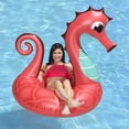 thumbnail image 2 of Swim Central 48" Seahorse 1-Person Inflatable Swimming Pool Inner Tube Float - Coral Red/Blue, 2 of 3