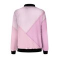 Womens Full Zipper Jackets Stand Collar Color Block Coats Long Sleeve