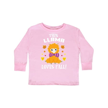 

Inktastic Cute This Llama Loves Fall with Leaves and Stars Gift Toddler Boy or Toddler Girl Long Sleeve T-Shirt