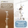 thumbnail image 3 of CAPHAUS Floor to Ceiling Cat Tree, Adjustable Height 104”-115” Multi-Tier Cat Climbing Tower w/ Itching Scratcher, Cozy Hammock, Interactive Playball, Platforms for Indoor Cats, Beige, 3 of 8
