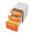 thumbnail image 2 of 3-Drawer Mobile File Cabinet with 5-Wheel Design, Anti-Tilt Design Vertical Metal Filing Cabinet with Folding Key for Legal/Letter/A4 File Storage, Orange, 2 of 9