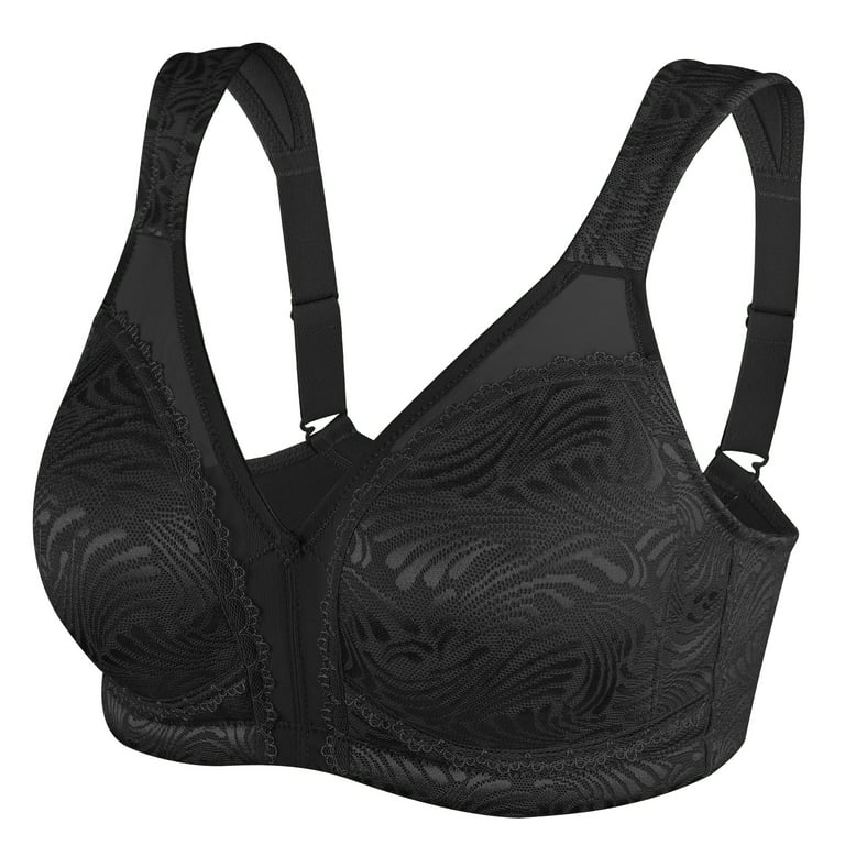Exclare Women's Plus Size Comfort Full Coverage Double Support Unpadded  Wirefree Minimizer Bra (38DDD, Black)