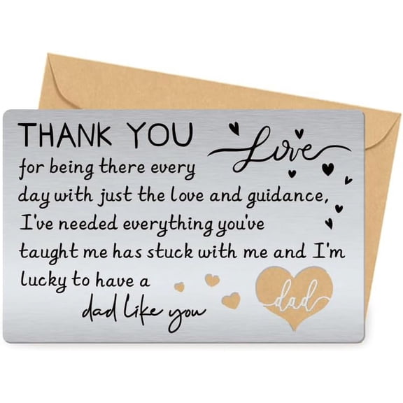 Engraved Wallet Card Insert Thank You Wallet Insert Steel Cards Dad Gifts from Daughter and Son Birthday Father's Day Thanksgiving Christmas Gifts Cards for Dad Father PapaBlack