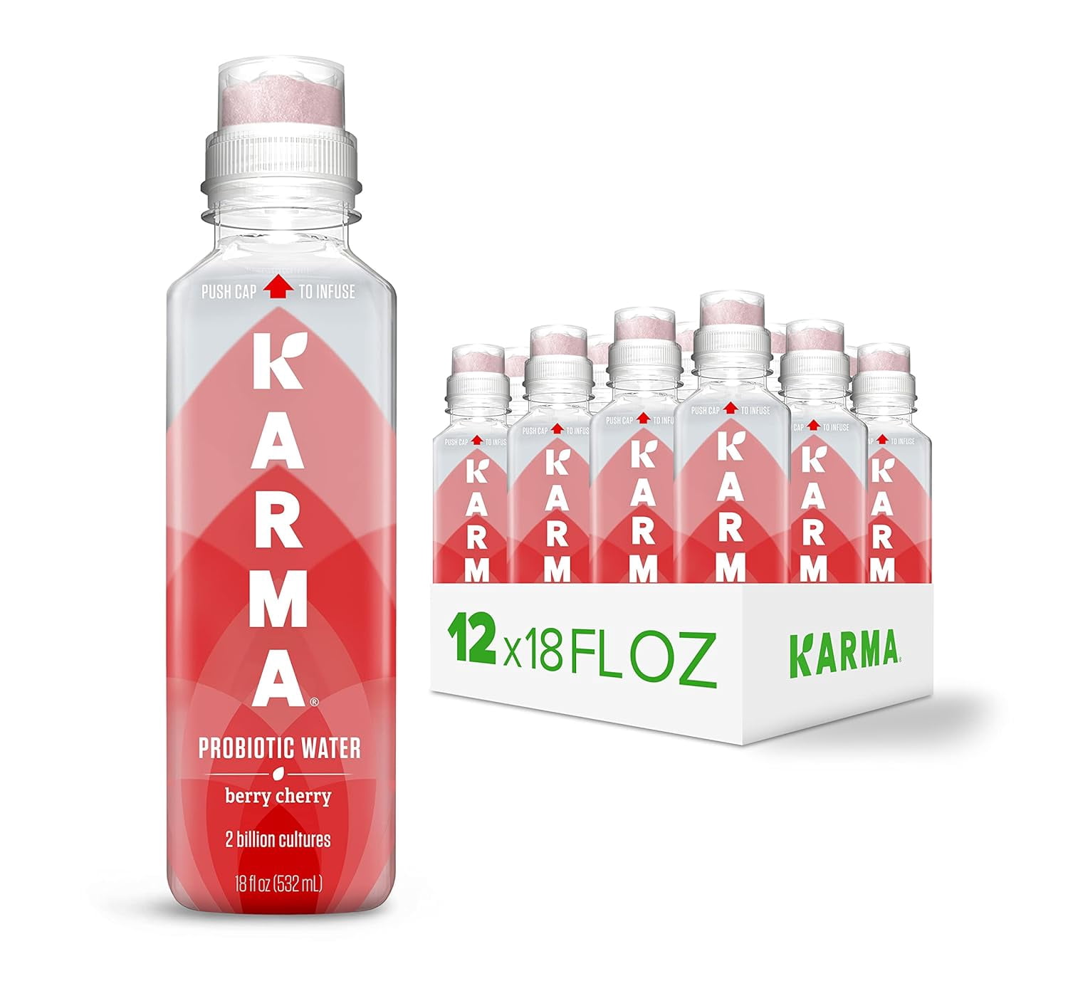 (Pack Of 12) Karma Wellness Water Beverage Prebiotic Berry Cherry 18 Oz
