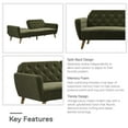 Novogratz Tallulah Memory Foam Futon, Convertible Sofa, Green Velvet