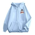 thumbnail image 6 of Womens Christmas Hoodies Casual Print Full Zip Pockets Long Sleeve Hooded Sweatshirt Lined Pullover Cozy Soft Warm Winter Holiday Outfit Graphic Hoodies Sky Blue S, 6 of 6
