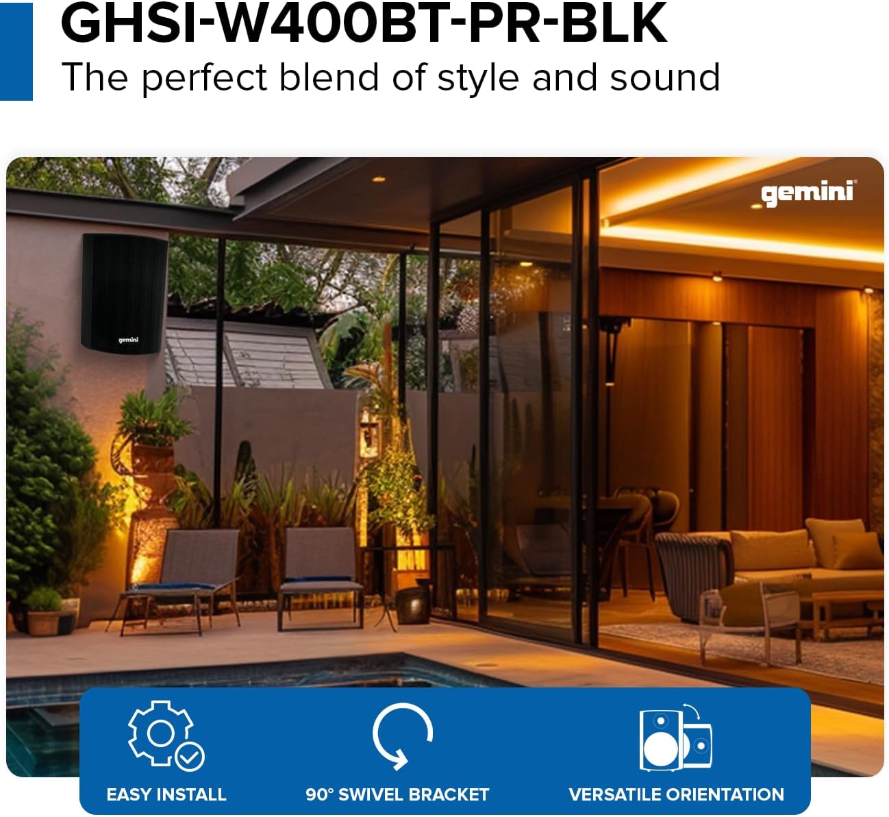 Gemini GHSIW400BTPRBLK Black 4 Outdoor Pair Speakers
