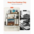 thumbnail image 2 of KFFKFF Tabletop Bookcase, Dual-Level Desk Organizer, Dimensions 37.4" x 12.6" x 35.4", Office Storage Stand in Natural Wood Hue, Tabletop Bookcase Hutch Equipped with Non-Slip Foot Pads, 2 of 9